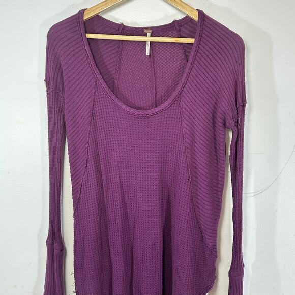 FREE PEOPLE Long line thermal tunic top womans Small‎ Boho purple - Picture 1 of 8